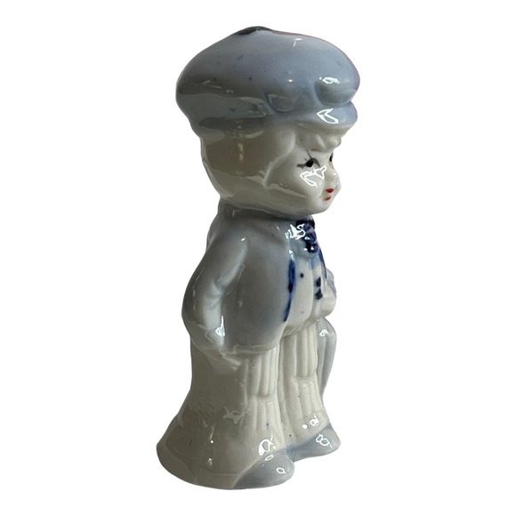 Porcelain Boy With Umbrella Figurine Blue And White Delft Holland‎ 4" eyelashes - Picture 3 of 11